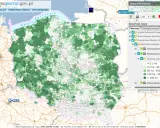 Mapa potencjału energii wiatrowej na lądzie w Polsce. Kiedy ustawa oze wejdzie w życie, takie dane będą kluczowe.