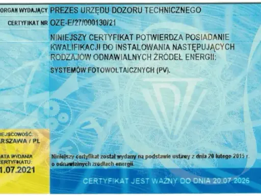 Co daje certyfikat OZE UDT? Przewaga, zaufanie, kariera instalatora